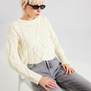 Free People Cutting Edge Cable Pullover Knit Sweater
